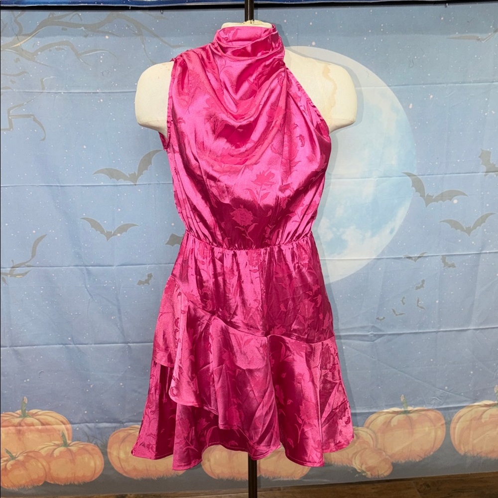 Hello Molly Pink Satin Breaking Hearts Dress XS